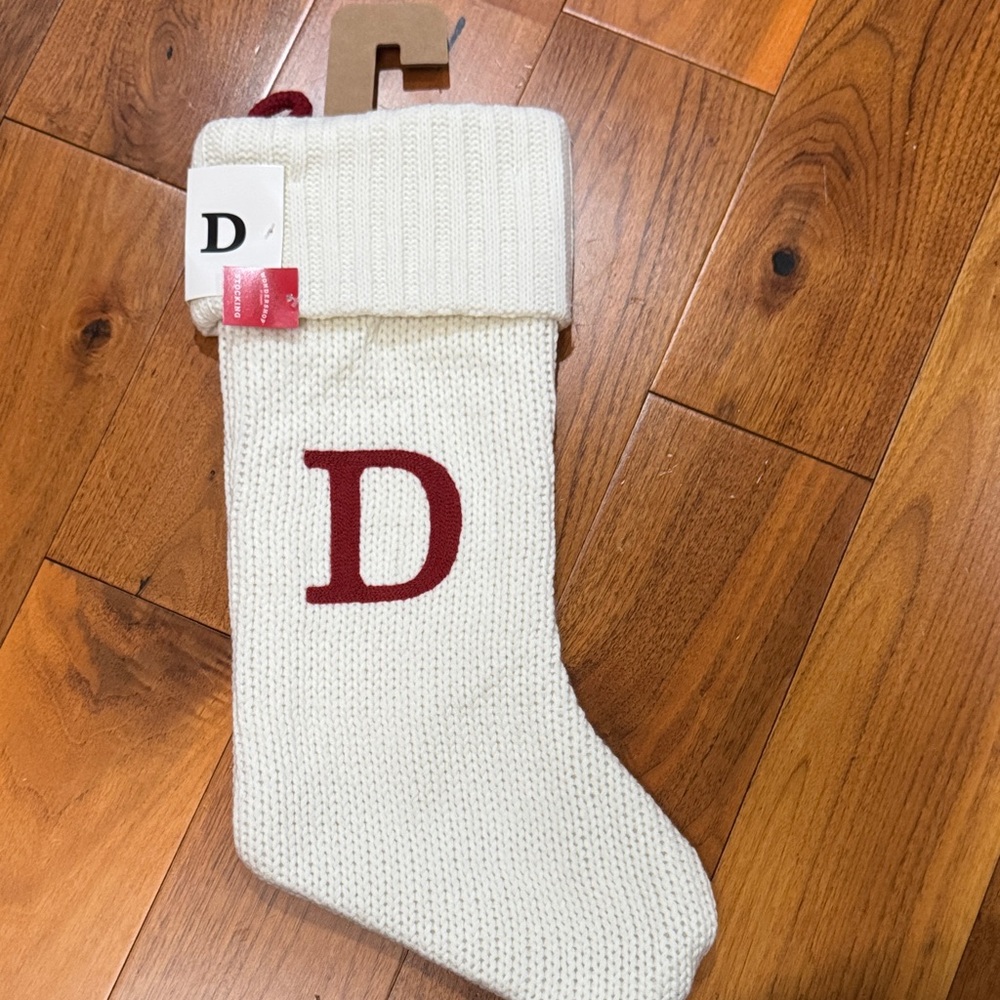 Wondershop White Knit Stocking with Red Letter D